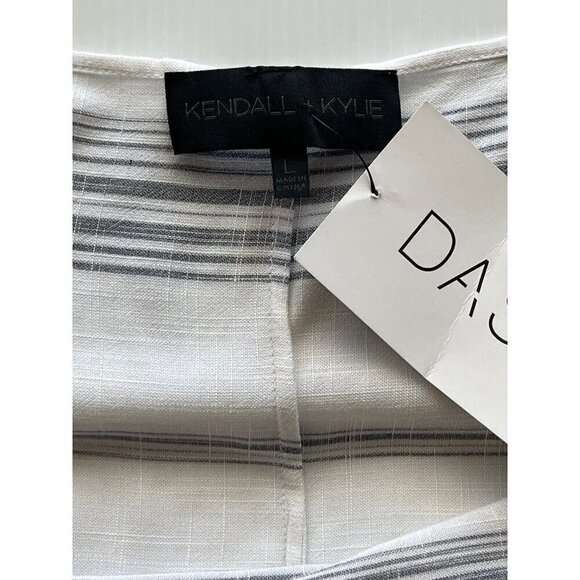 KENDALL + KYLIE Women's White Striped Tie waist Tank Top Size L - Picture 8 of 10